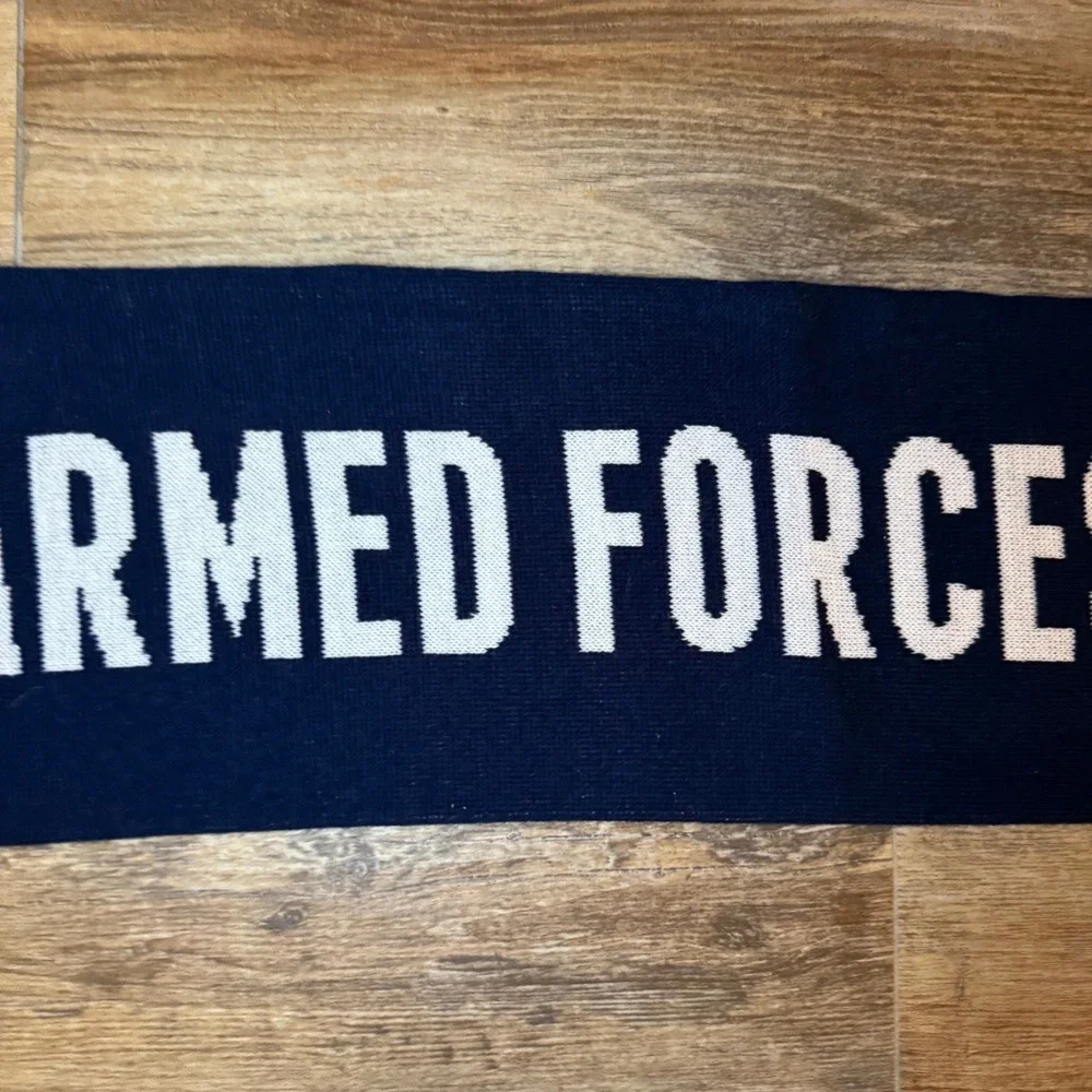 Armed Forces Bowl Scarf Navy‎ Blue Purple White Red Stripe Fringed